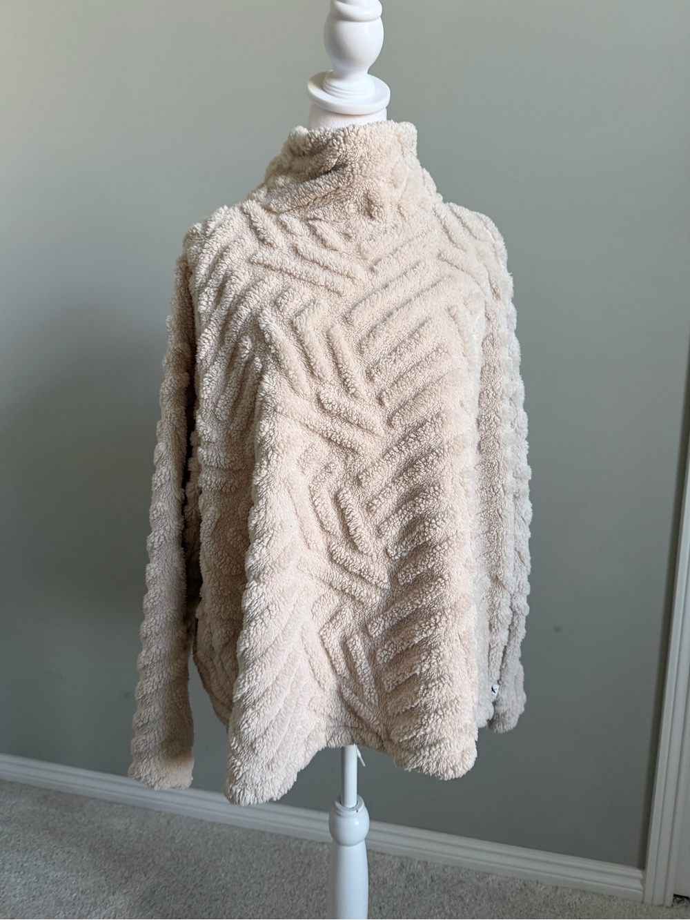 Eddie Bauer Cozy Cream Textured Mock Neck Sweater Sweatshirt XL